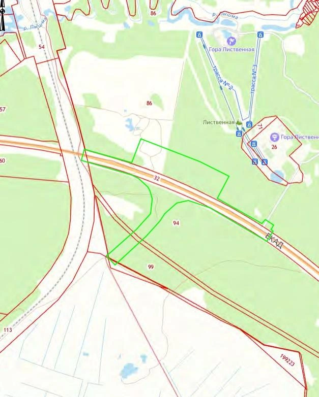 Зеленым цветом выделен полуторакилометровый участок, где построят развязку | Источник: Министерство строительства Свердловской области