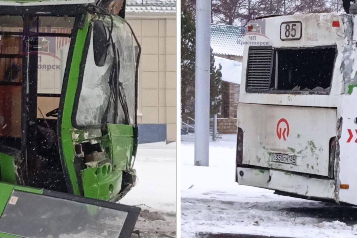 Два автобуса столкнулись на транспортном кольце в Красноярске, 17 января  2023 года - 17 января 2023 - НГС24.ру