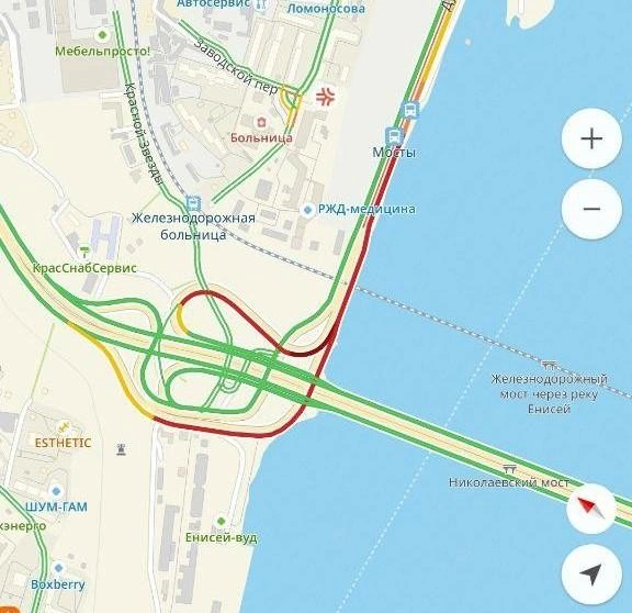 Вот так было в Красноярске 16 апреля в половине девятого утра | Источник: скриншот 2ГИС