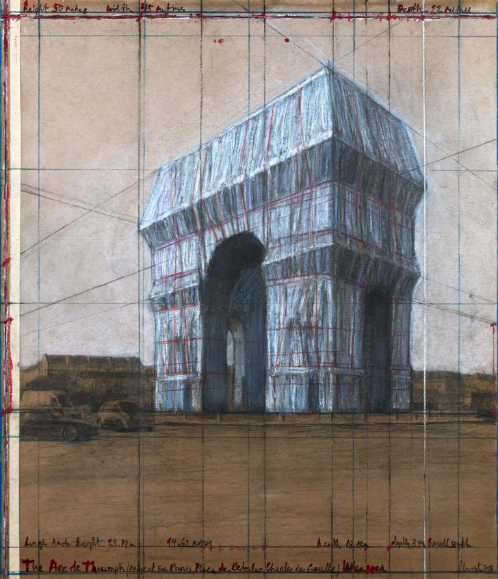 christo will wrap the arc de triomphe in paris with recyclable silvery blue fabric (фото 0)