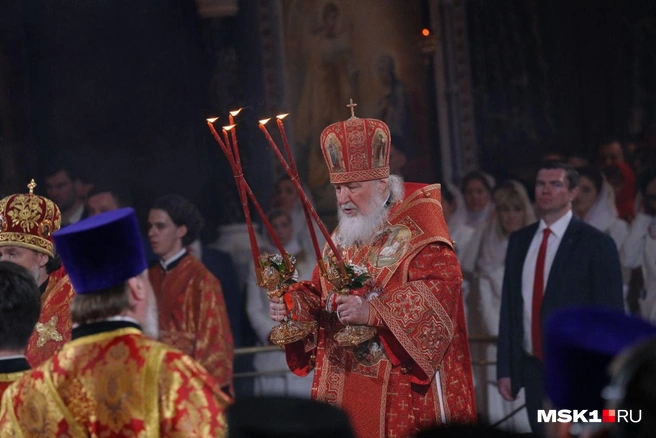 Патриарх Кирилл во время пасхальной литургии | Источник: Анна Селина / MSK1.RU