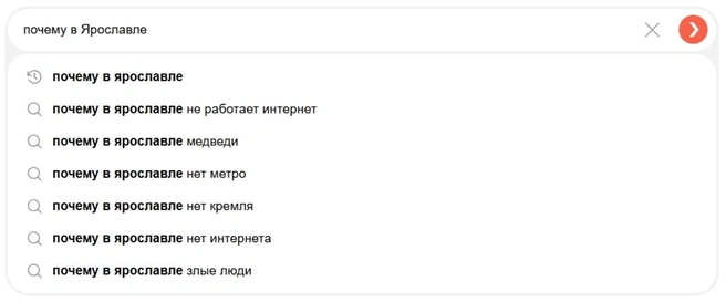 На вопрос «почему» можно увидеть много похожих запросов | Источник: Яндекс