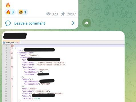 Часть данных вероятных пользователей оказалась в открытом доступе | Источник: скриншот Telegram-канала потенциального хакера