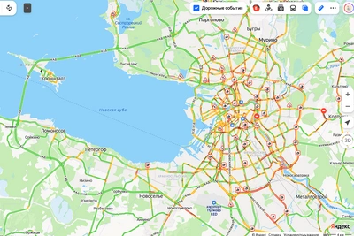 Петербург вечером 2 февраля столкнулся с 8-балльными пробками