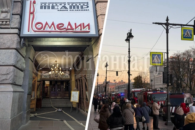 МЧС прокомментировало пожар в здании Театра комедии на Невском | Источник: Федор Данилов, Олеся Михайлова / FONTANKA.RU