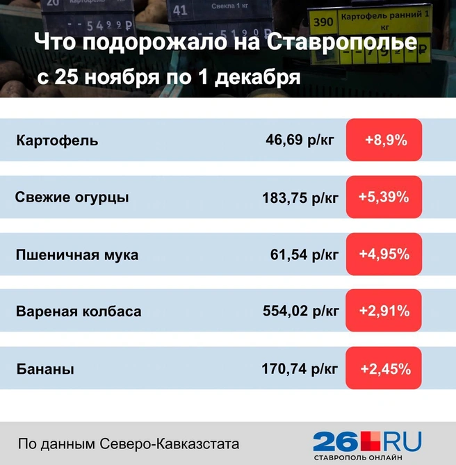Статистика цен на продукты | Источник: Дарья Гранкина / 26.RU