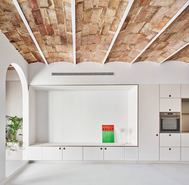 Фото №2 - Белая квартира со сводчатым потолком в Барселоне