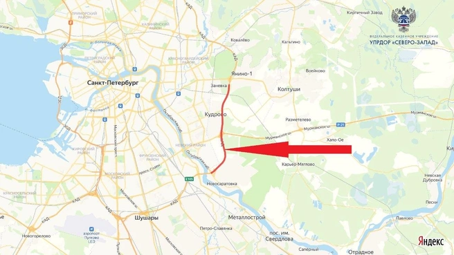 Карта ограничения движения на внешнем кольце КАД между вантовым мостом и Колтушским шоссе | Источник: ФКУ Упрдор «Северо-Запад»