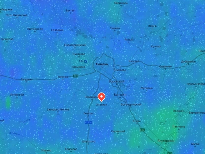 От Онохино ветер часто дует в сторону Тюмени | Источник: «Яндекс Погода»