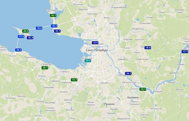Температура утром 13 февраля  | Источник: телеграм-канал Александра Колесова 