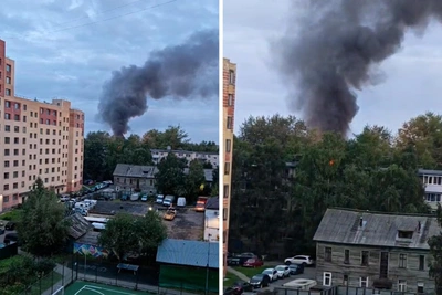 Ночной пожар в Архангельске: столб черного дыма напугал жителей