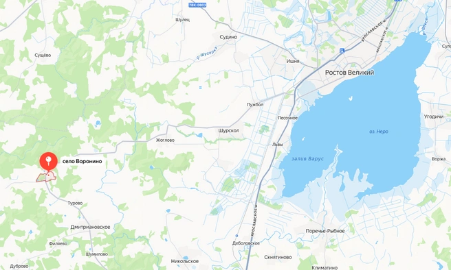 Село Воронино расположено неподалеку от Ростова Великого | Источник: Яндекс. Карты