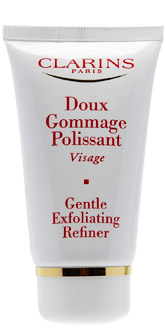 Мягкий пилинг для лица Doux Gommage Polissant, Clarins, для чувствительной кожи. Отшелушивает, абсорбирует и удаляет клетки и загрязнения, сужает поры, улучшает структуру кожи