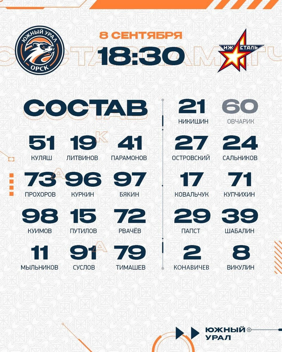 Источник: ХК «Южный Урал» Орск / t.me