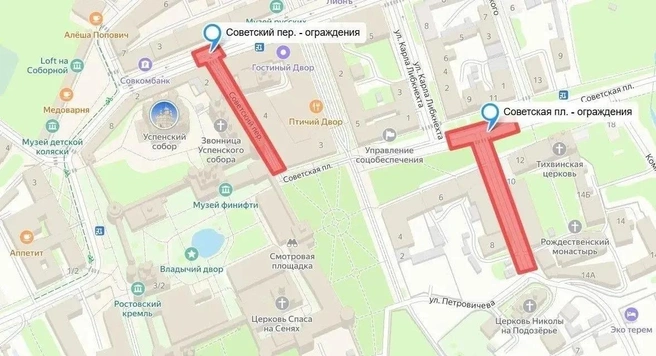 Власти показали на карте, где в городе установят ограждения | Источник: Ростовский округ / Vk.ru