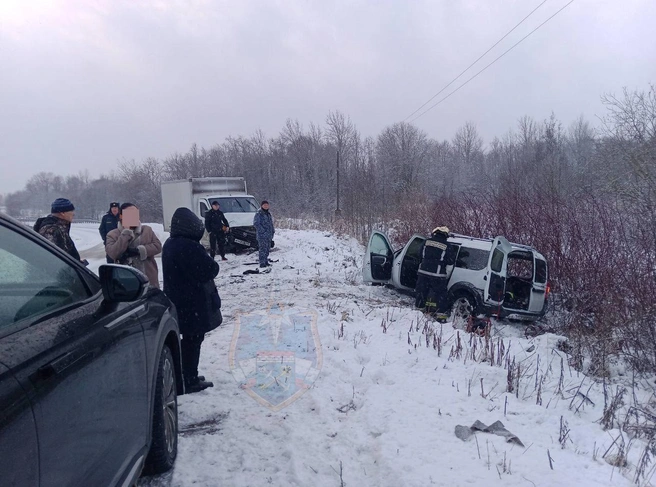 Подростков доставали из помятой машины после лобового ДТП в Кировском районе Ленобласти | Источник: Аварийно-спасательная служба ЛО