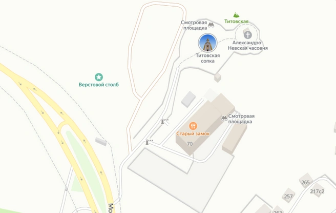 Въезд на смотровую площадку закроют на три часа | Источник: yandex.ru/map-constructor