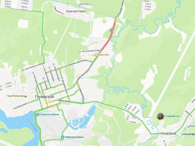 Затор протянулся более чем на два километра | Источник: Яндекс Карты