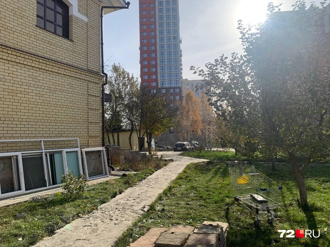 Дорожка, ведущая к коттеджу. На ней нет никакого покрытия, только песок. Можно предположить, что раньше здесь была хорошая плитка или брусчатка | Источник: 72.RU