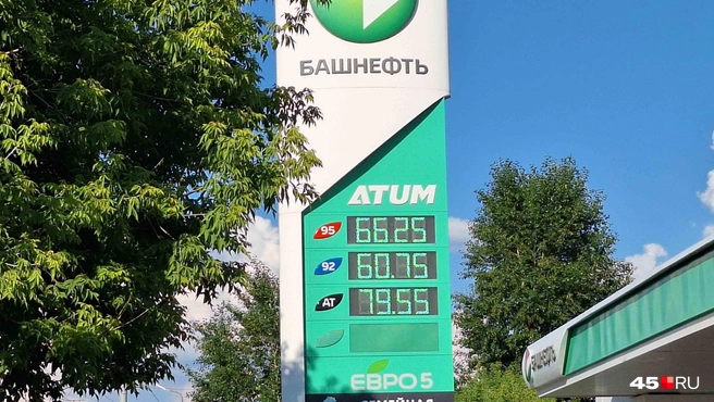 Цены на заправке «Башнефть» на 18 июня | Источник: Александр Лисихин / 45.RU 