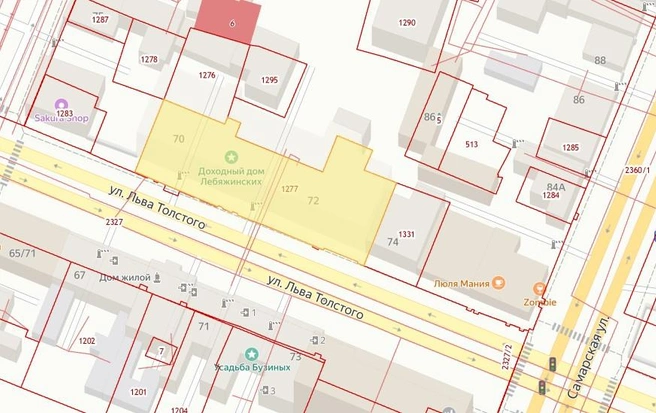 Участок, который изымут, обозначен на карте желтым | Источник: ik3map.roscadastres.com