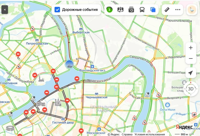 «Перегоняют военную технику, стоим смотрим». Центр уже перекрыт, растут пробки | www.fontanka.ru