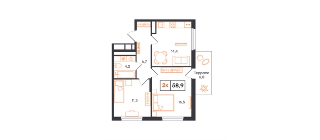 Любителям загородного колорита подойдет квартира с террасой, на которой летом можно поставить шезлонги, зонт и электрогриль, чтобы создать дачную атмосферу | Источник: «Характер»