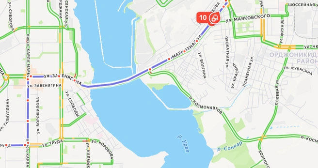 Так выглядит участок на онлайн-карте пробок | Источник: yandex.ru / maps