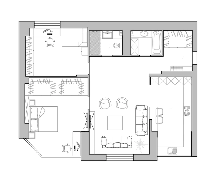 Квартира в Воронеже, 93 кв. м. Проект Sulina Design.