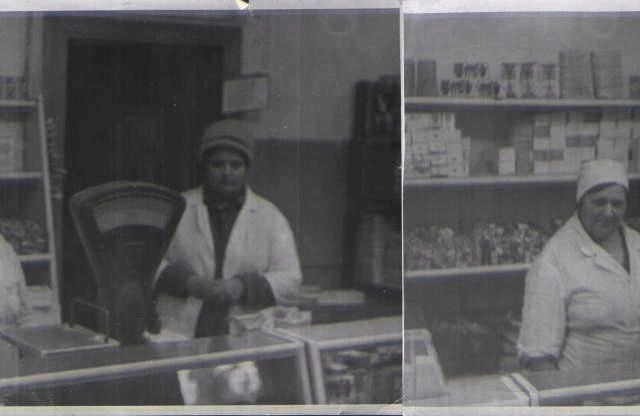 Продуктовый магазин в Вырице у ГЭС и его сотрудники, 1970-е гг. | Источник: vyritsa.ru