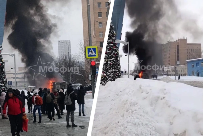 По словам очевидцев, машина полностью сгорела | Источник: «Мосфид» / T.me
