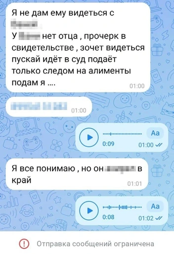 Свое нежелание оставлять ребенка с Владиславом Дарья высказала его матери в их личной переписке | Источник: Светлана