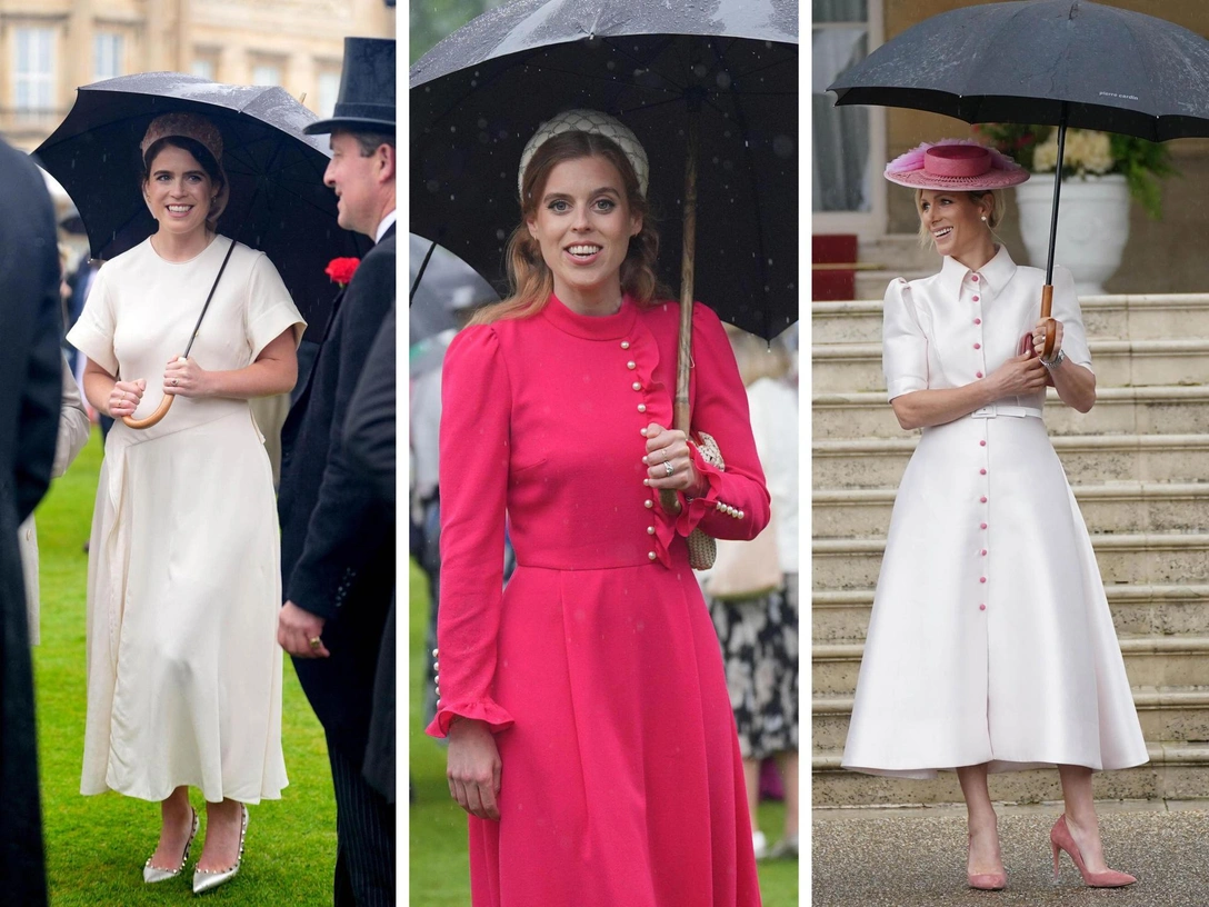 Парад принцесс: Беатрис, Евгения и Зара Тиндолл на садовой вечеринке в Букингемском дворце — чей образ лучше? | marieclaire.ru