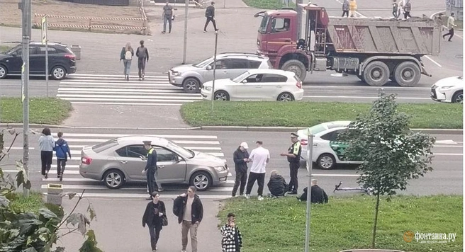 Там же, те же. На Коломяжском проспекте снова сбили самокатчика | Источник: Читатель «Фонтанки»