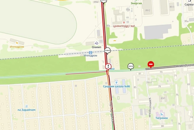 На месте аварии собирается пробка | Источник: 2ГИС