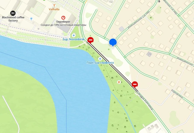 Дорога временно перекрыта для проезда | Источник: 2GIS