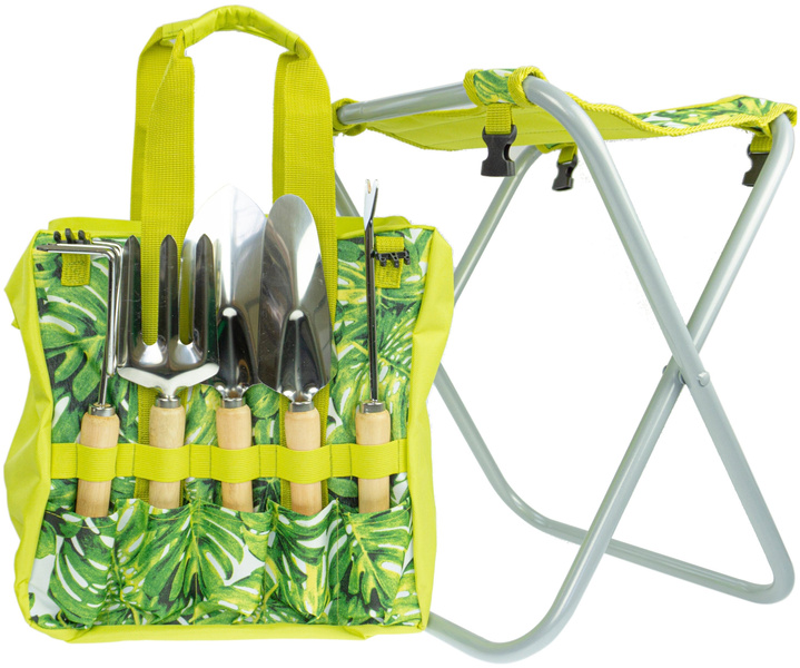 Набор садовых инструментов в сумке с табуретом для сада и огорода, Homy Mood