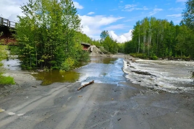 Перелив воды на трассе в Бурятии из-за ливней