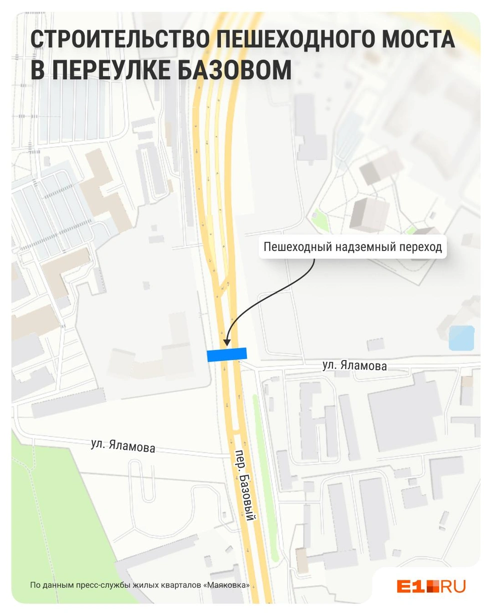 Место, где будет расположен будущий пешеходный мост | Источник: Филипп Сапегин / E1.RU