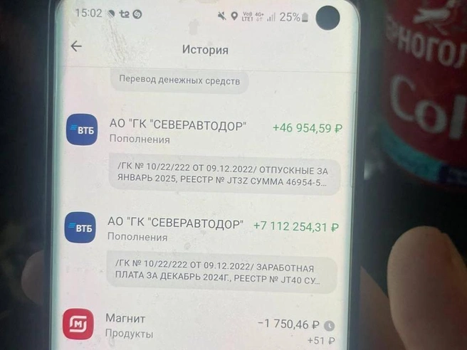 История зачисления заработной платы и отпускных | Источник: Владимир Рычагов