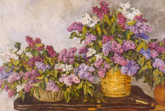Пётр Кончаловский, Натюрморт — Сирень в двух корзинах (1939) | Источник: Государственный Русский музей