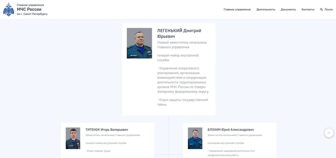 Аникин пропал с сайта петербургского ГУ МЧС | Источник: Скриншот с сайта ГУ МЧС по Петербургу