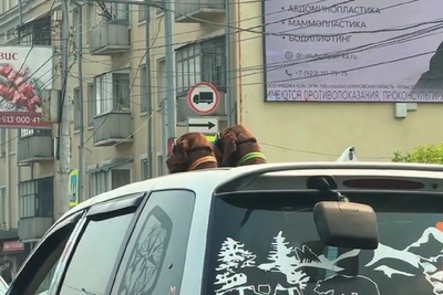 Две выжлы в очках прокатились по Большевистской из люка «Мазды»