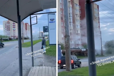 В Архангельске прорвало трубу при гидравлических испытаниях