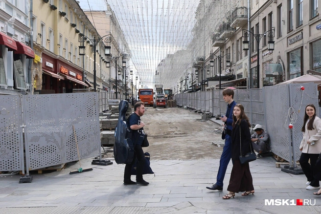 Благоустройство в Камергерском переулке, перекрыт проход к Тверской | Источник: Артем Устюжанин / MSK1.RU