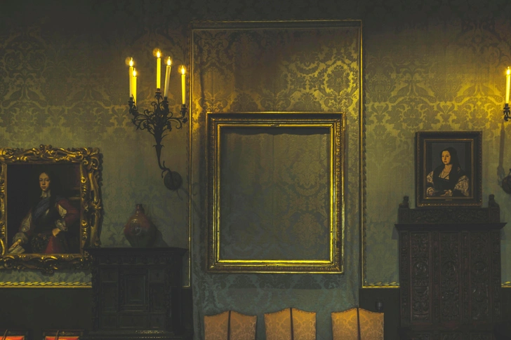 Украденная картина Рембрандта «Буря» из Музея Изабеллы Стюарт Гарднер. Рама картины служит символом кражи. Бостон, США , 22 октября 2021 г. | Источник: Renata Tyburczy Украденная картина Рембрандта «Буря» из Музея Изабеллы Стюарт Гарднер. Рама картины служит символом кражи. Бостон, США , 22 октября 2021 г. | Источник: Renata Tyburczy