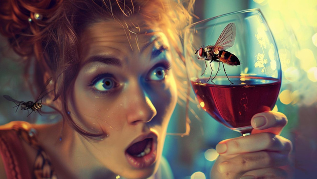 Что делать, если муха залетела в бокал вина