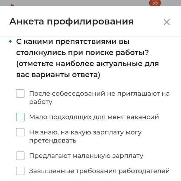 Источник: скриншот профилирования на портале «Моя работа» / trudvsem.ru