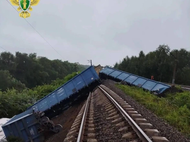 Сход вагонов с рельсов из-за размыва грунта в Пермском крае
