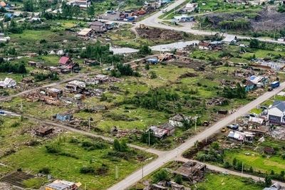 Фото с дрона: последствия смерча на границе Прикамья